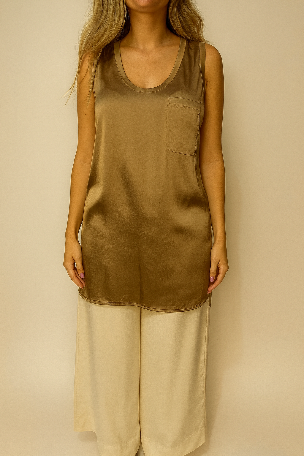 Canotta lunga con taschino