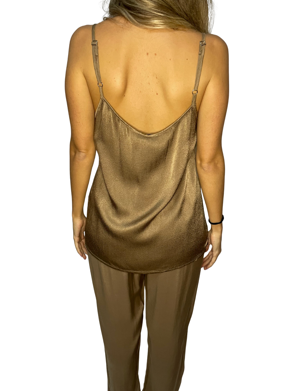 Canotta satin con pizzo e spalline regolabili