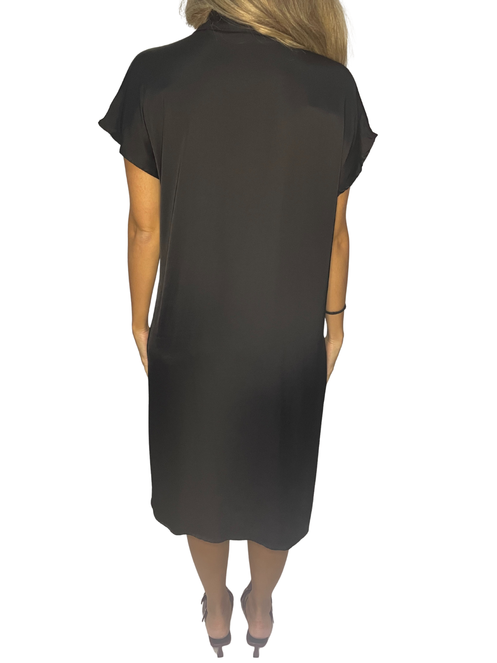 Abito chemisier lungo in satin fluido