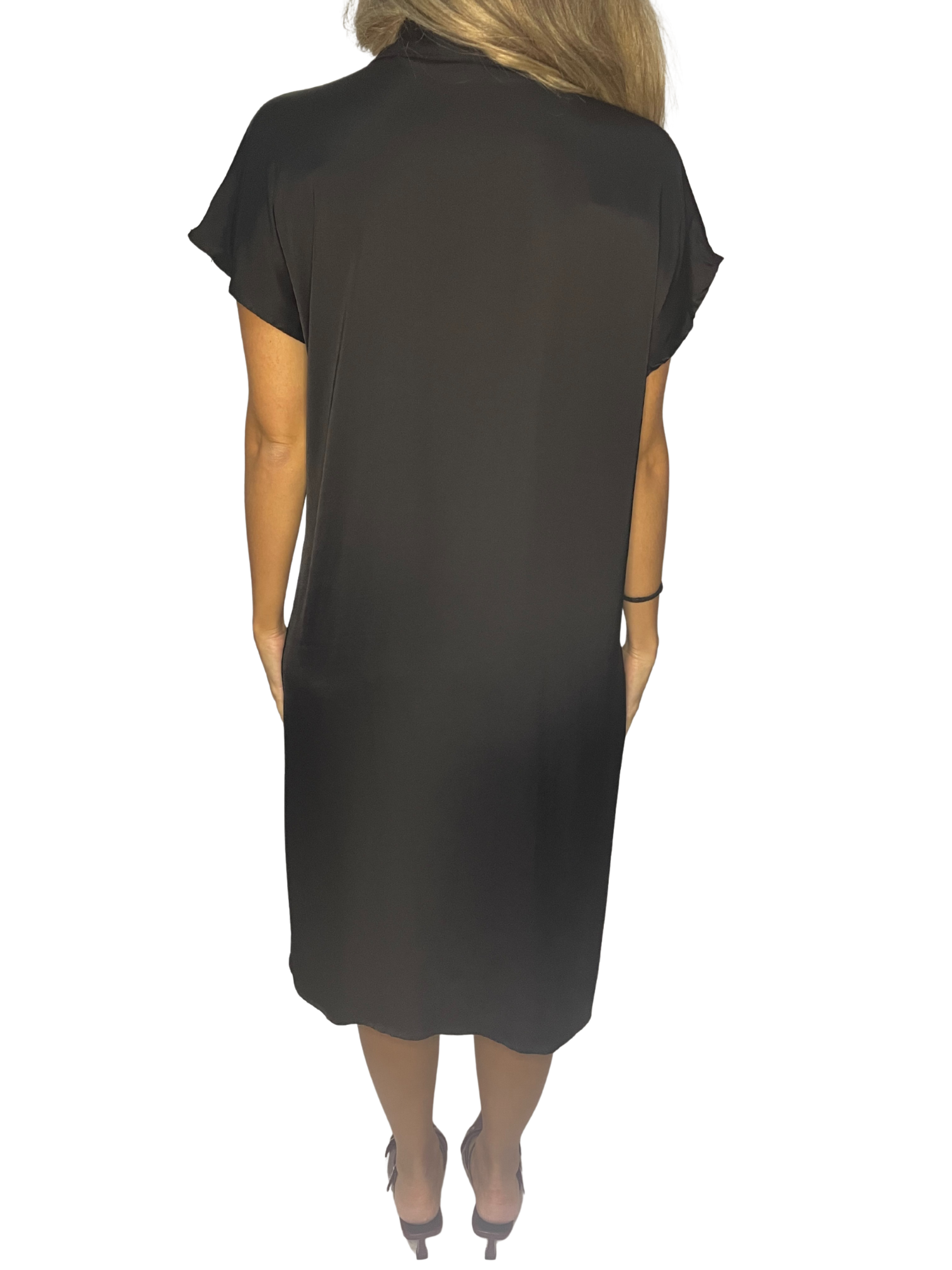 Abito chemisier lungo in satin fluido