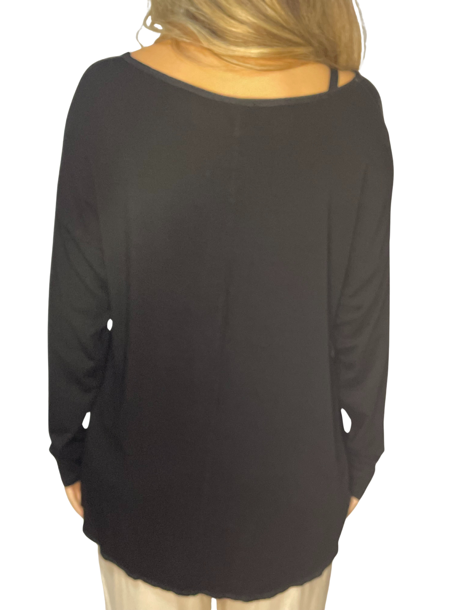 Maglia fluida effetto satin con maniche lunghe