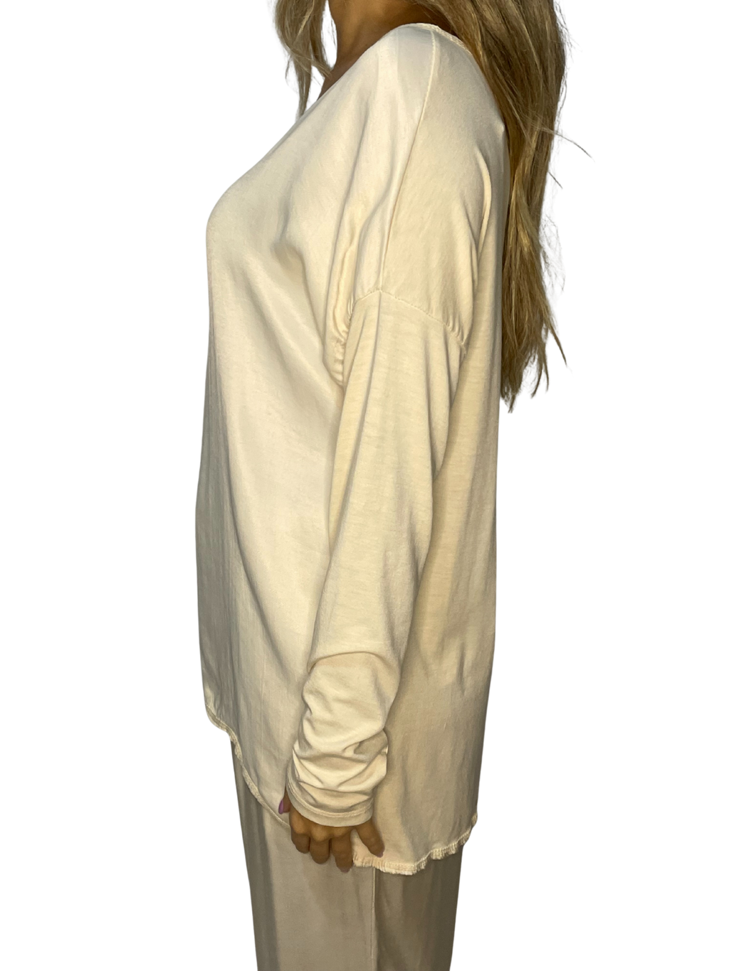 Maglia fluida effetto satin con maniche lunghe