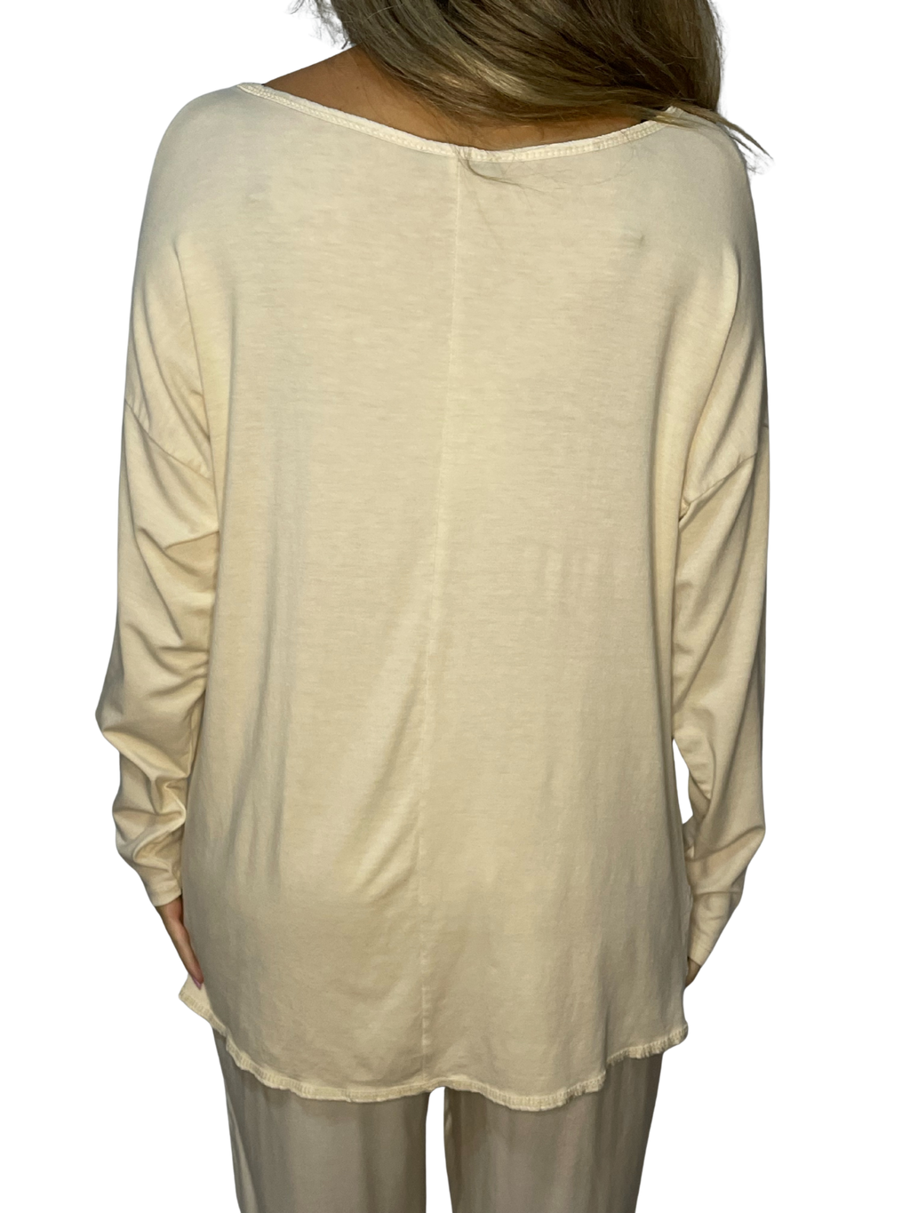 Maglia fluida effetto satin con maniche lunghe