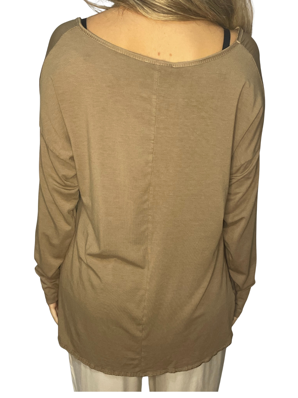 Maglia fluida effetto satin con maniche lunghe