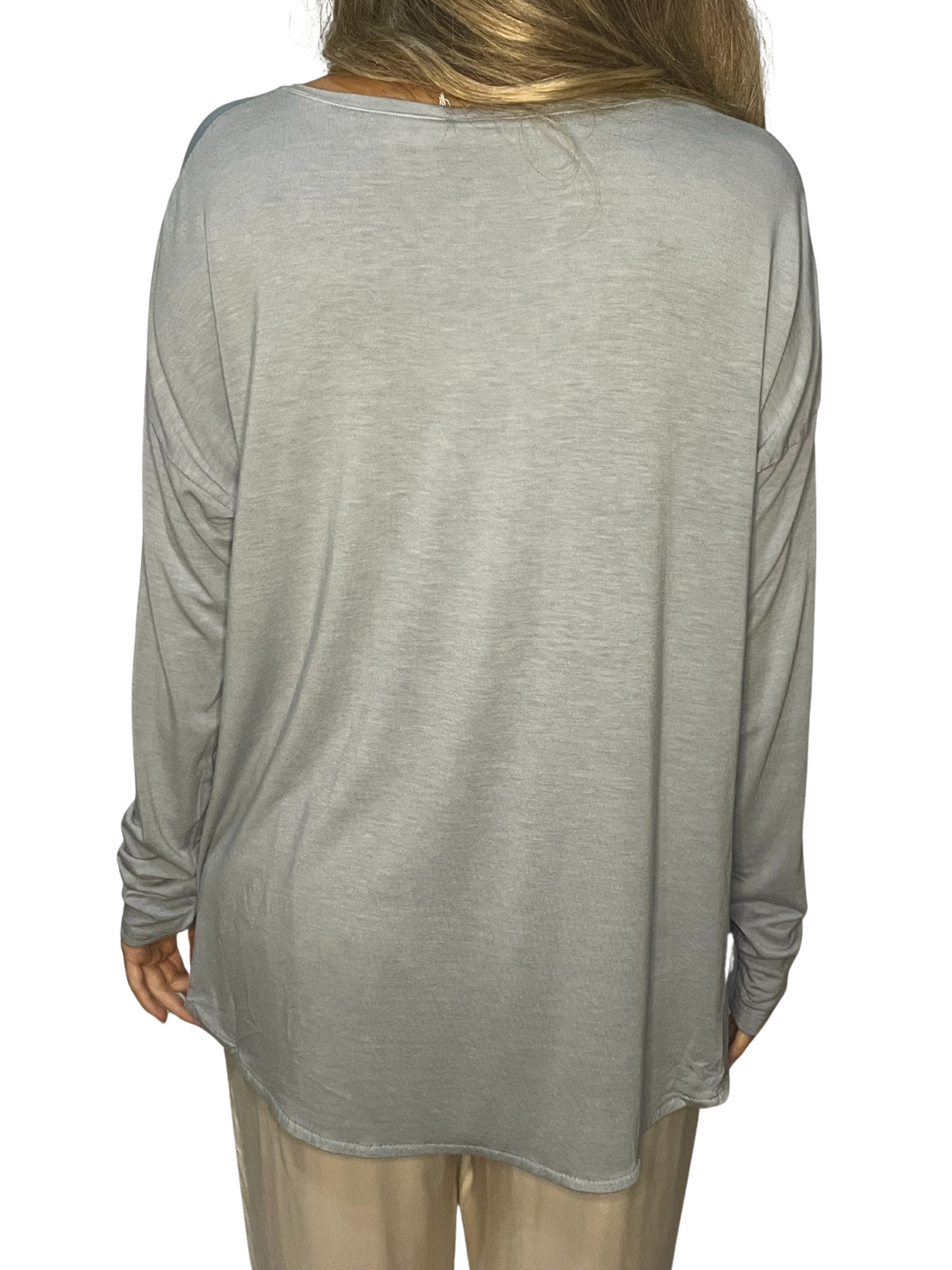 Maglia fluida effetto satin con maniche lunghe