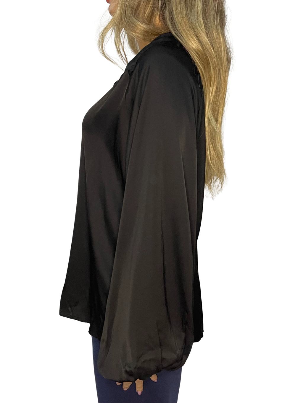 Camicia fluida con colletto morbido e maniche ampie