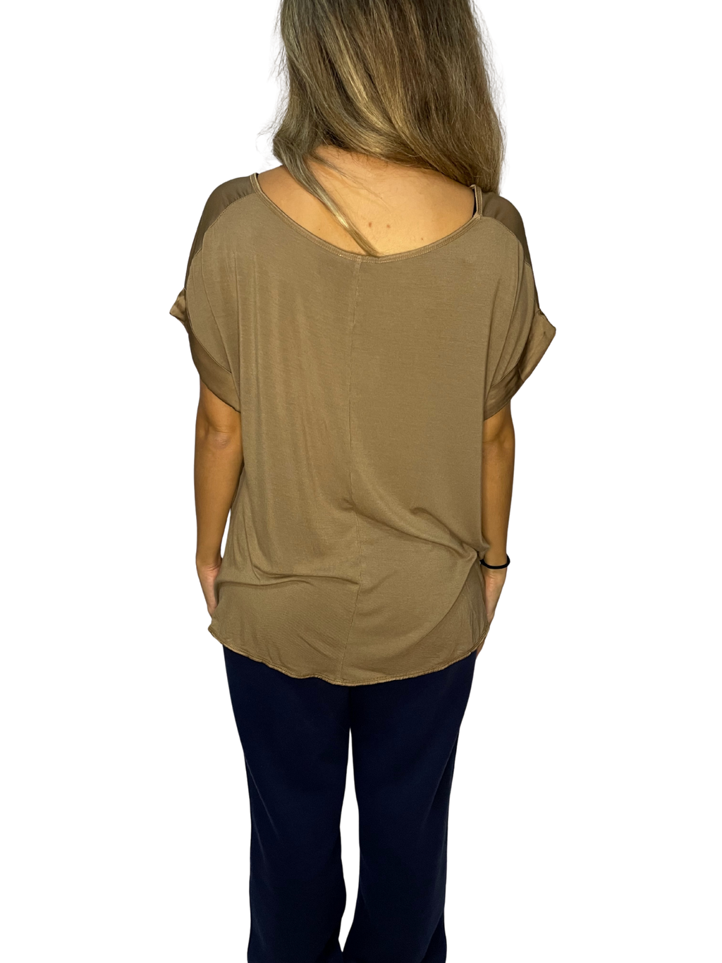 Blusa Sahara effetto seta con scollo a barchetta