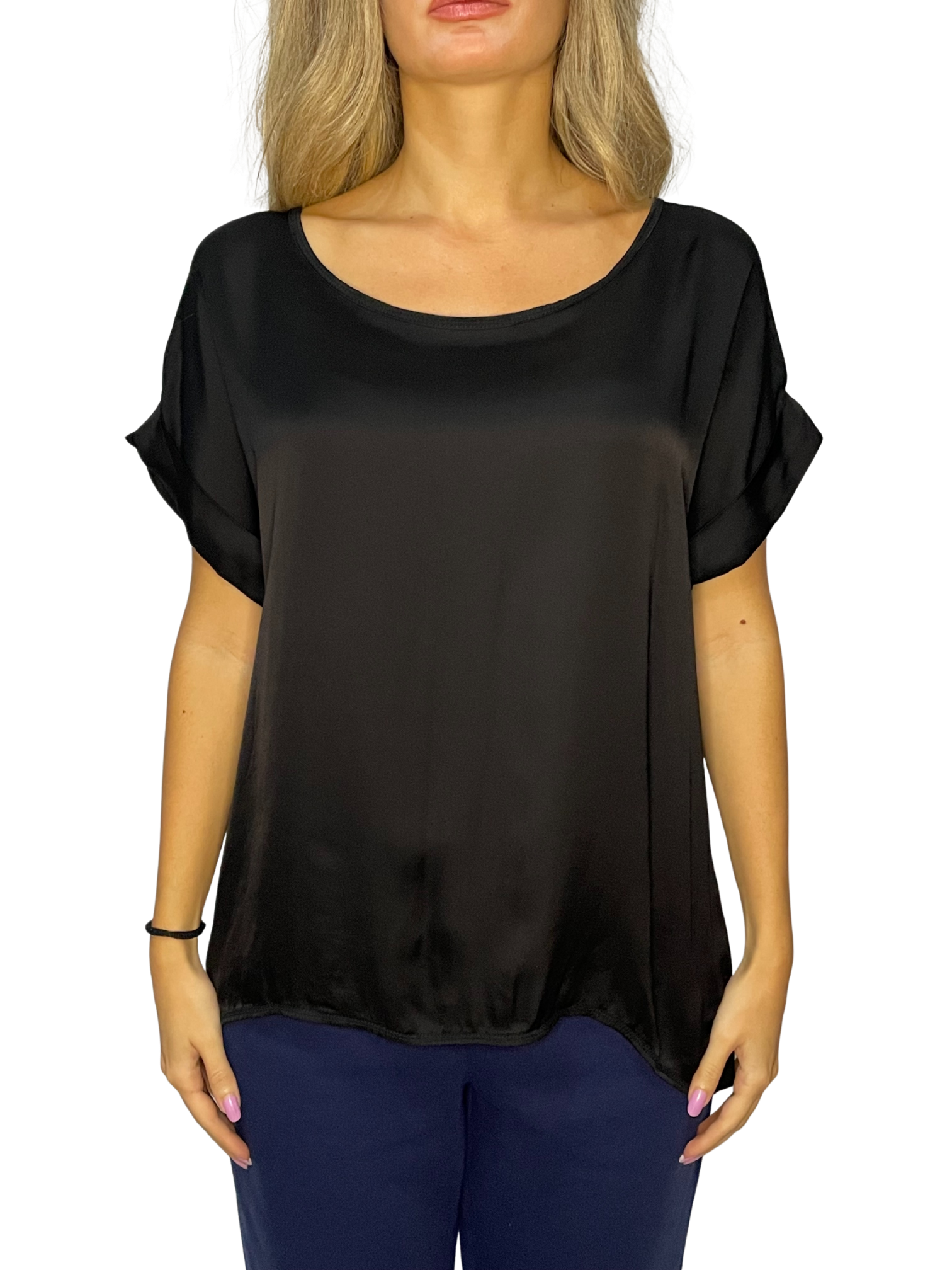 Blusa Sahara effetto seta con scollo a barchetta