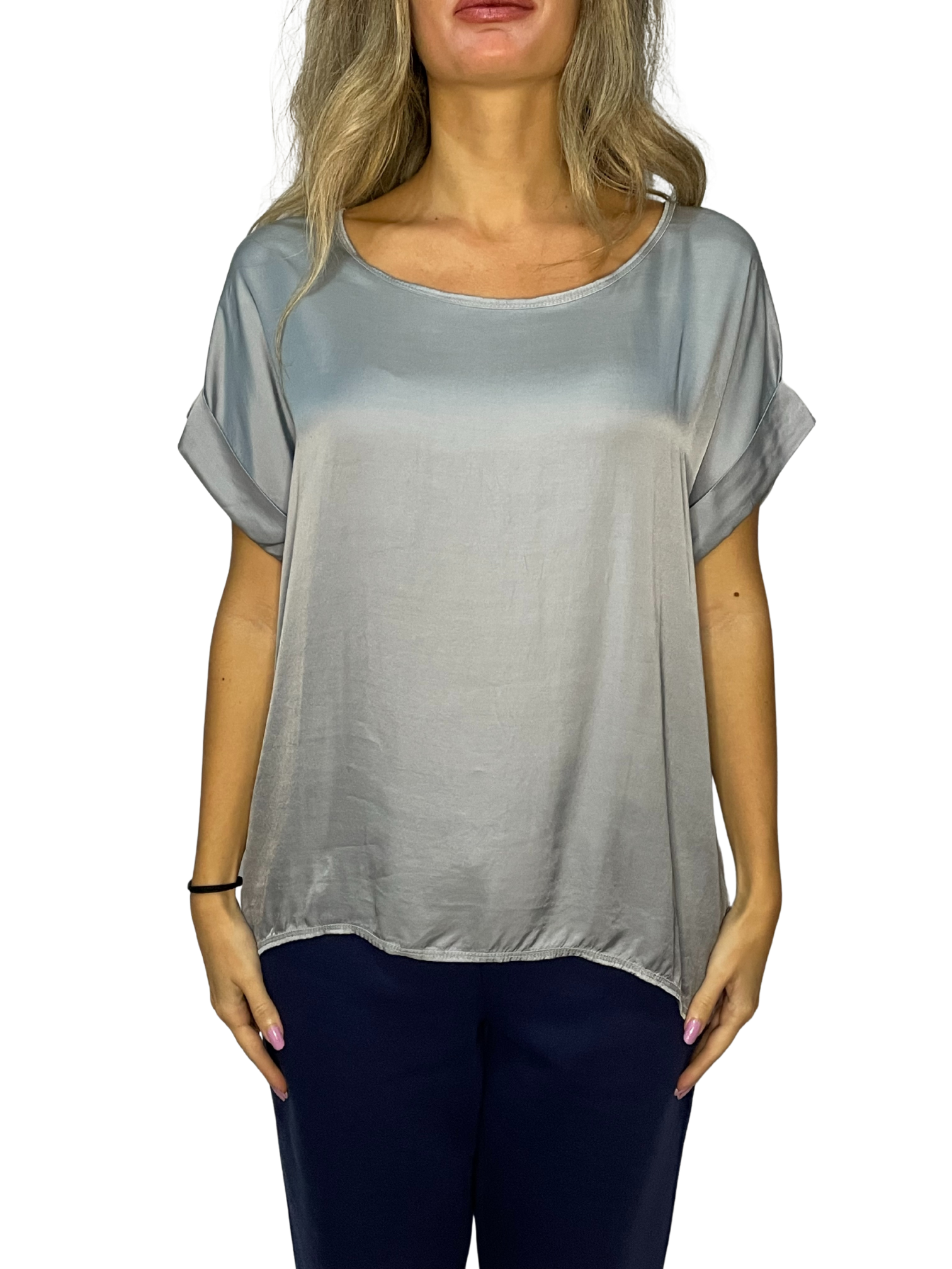 Blusa Sahara effetto seta con scollo a barchetta