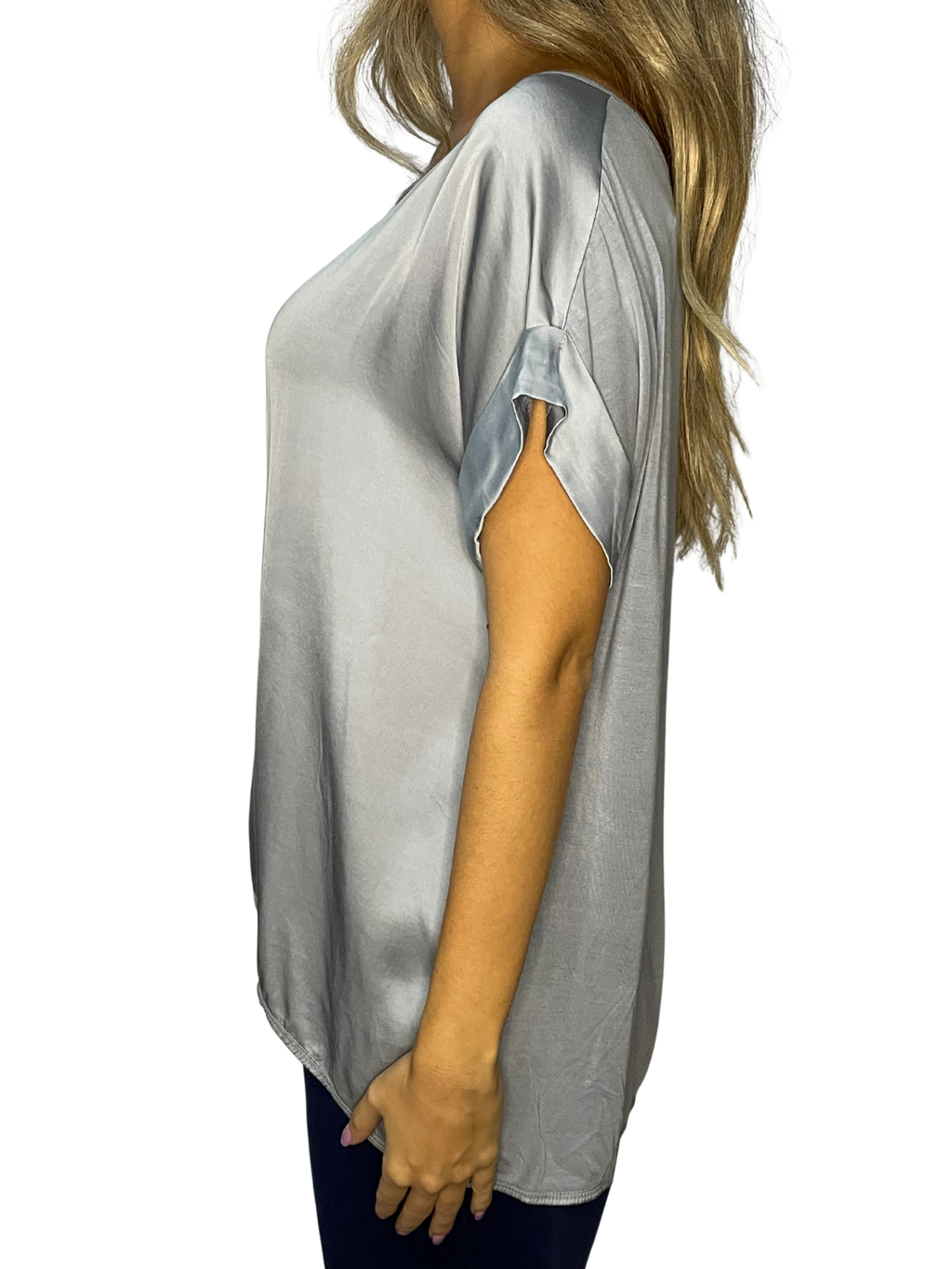 Blusa Sahara effetto seta con scollo a barchetta