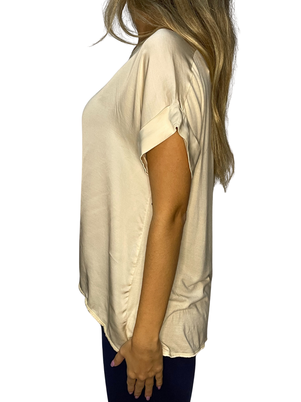 Blusa Sahara effetto seta con scollo a barchetta