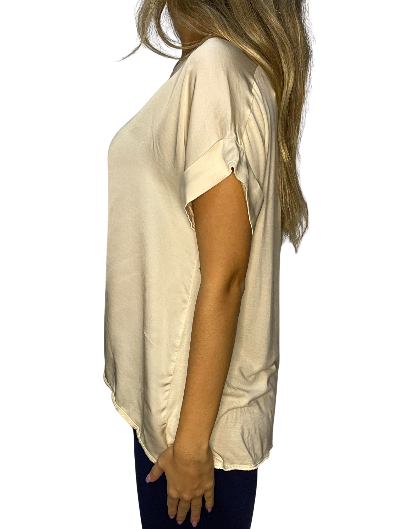 Blusa Sahara effetto seta con scollo a barchetta