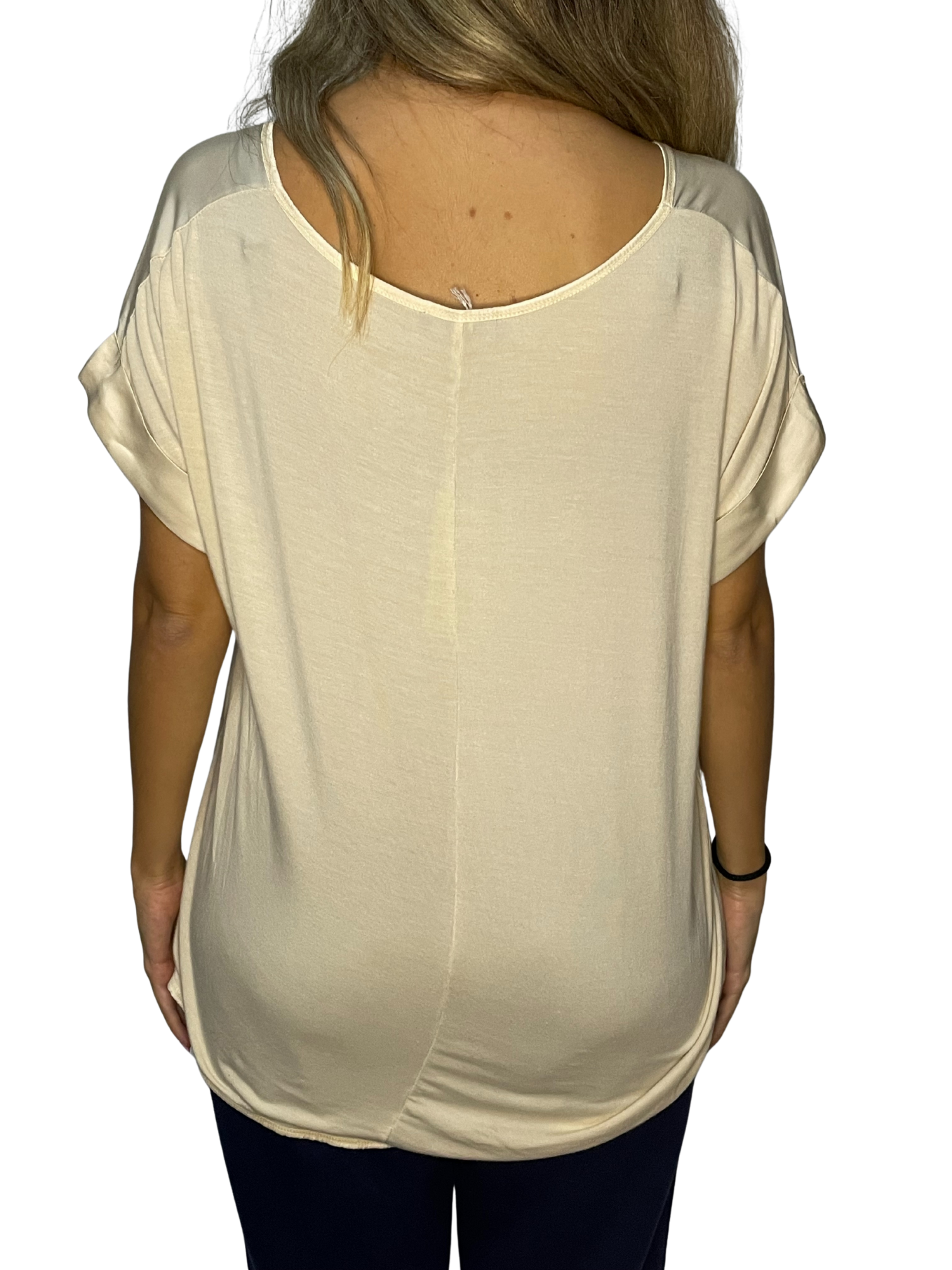 Blusa Sahara effetto seta con scollo a barchetta