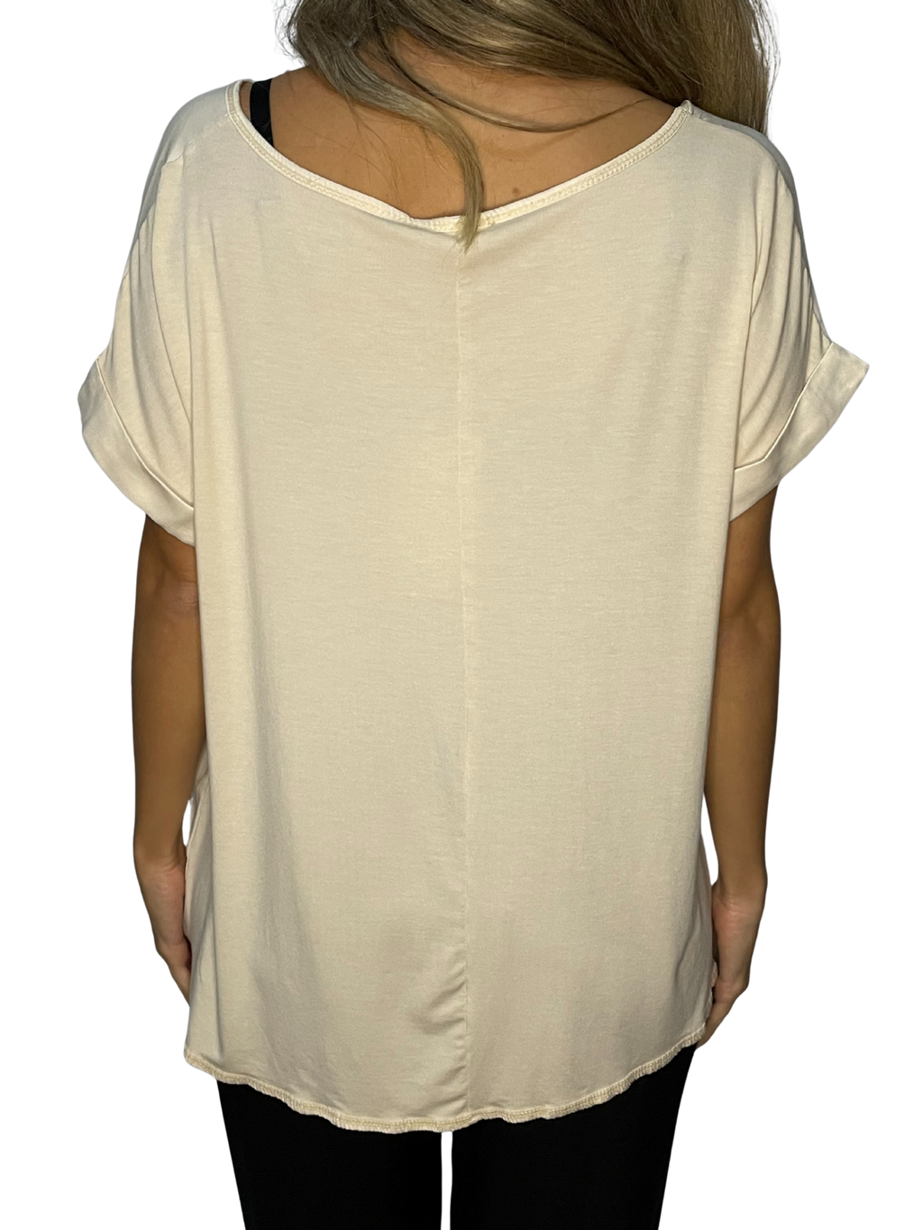 T-shirt fluida con manica a risvolto e scollo ampio