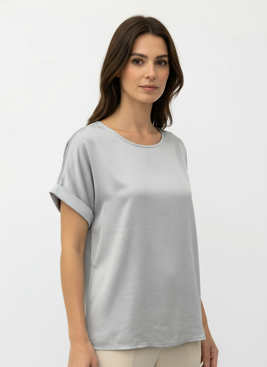 Blusa Sahara effetto seta con scollo a barchetta