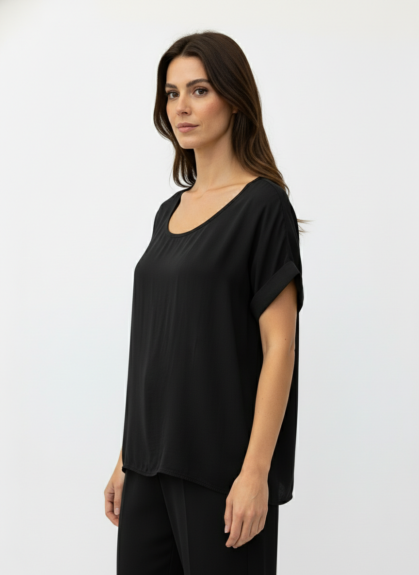 Blusa Sahara effetto seta con scollo a barchetta