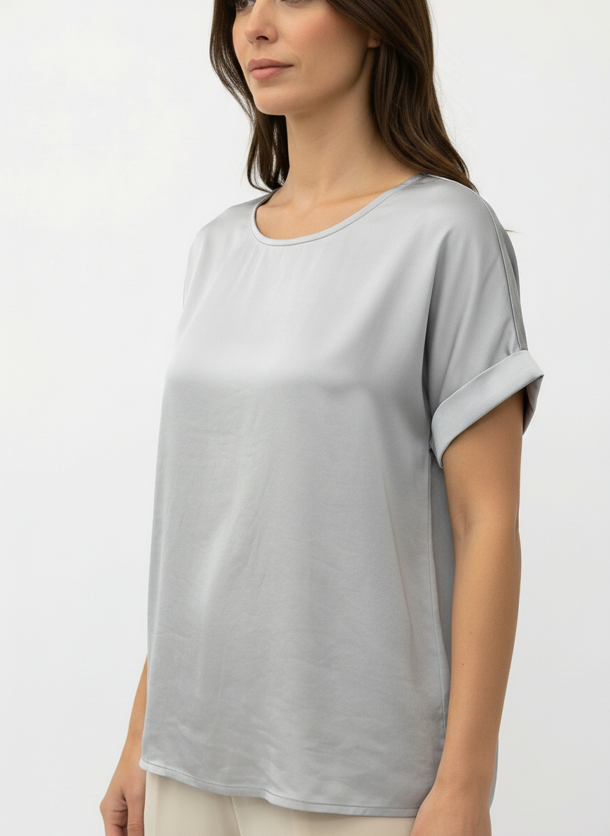 Blusa Sahara effetto seta con scollo a barchetta