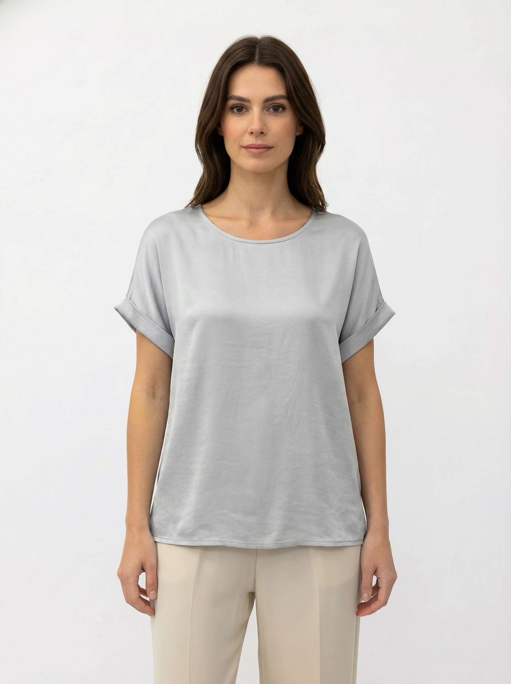 Blusa Sahara effetto seta con scollo a barchetta