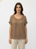 Blusa Sahara effetto seta con scollo a barchetta