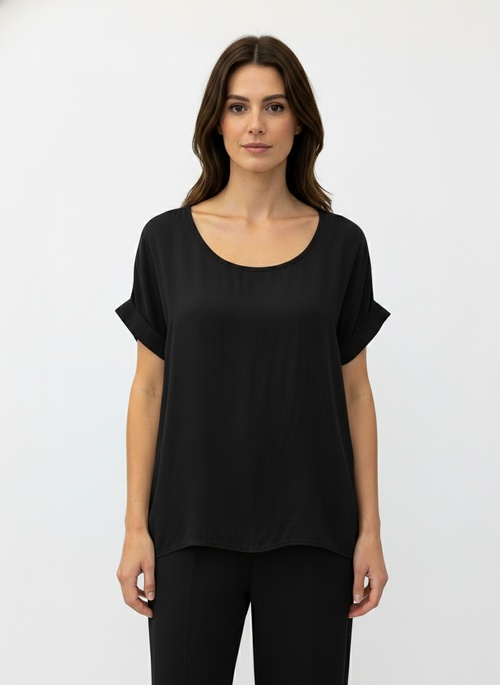 Blusa Sahara effetto seta con scollo a barchetta