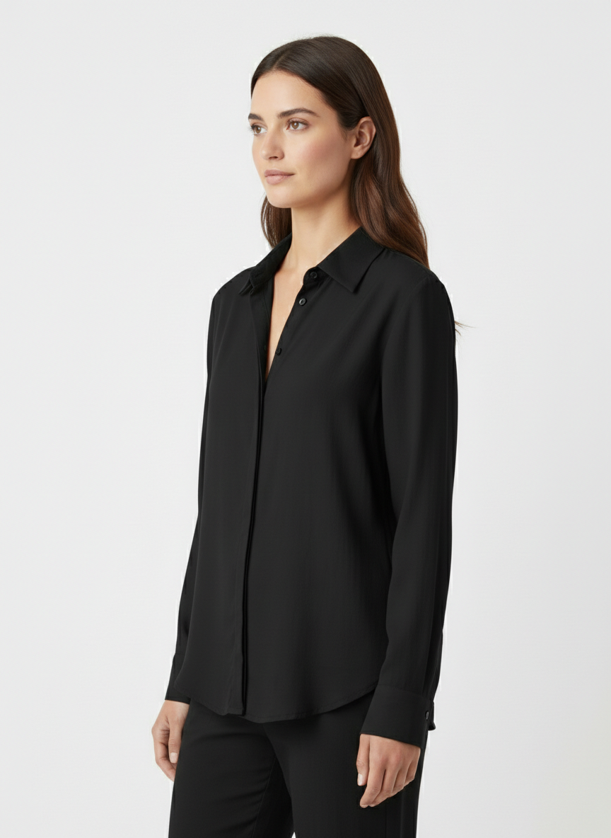 Camicia in satin fluido con colletto classico