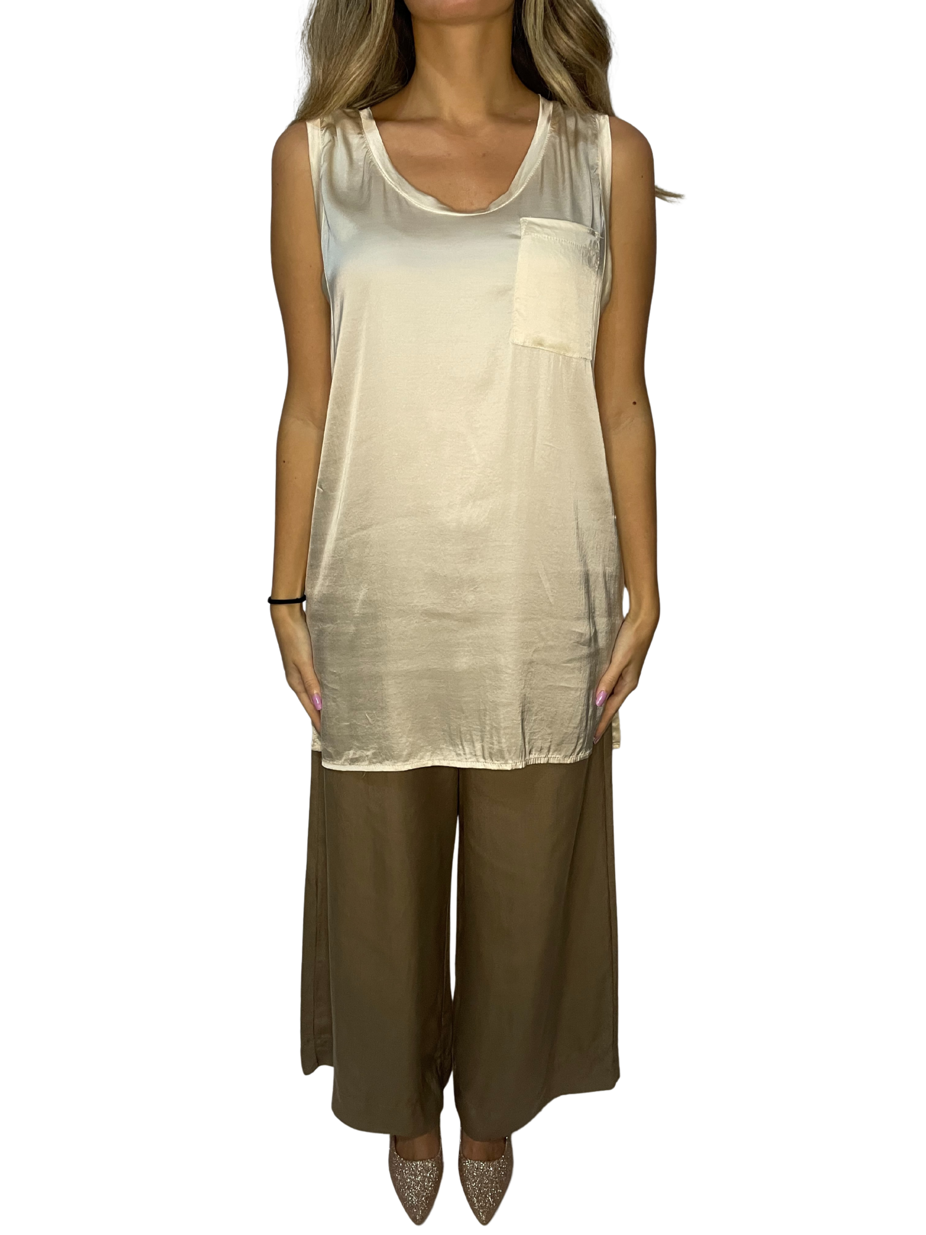 Canotta lunga con taschino