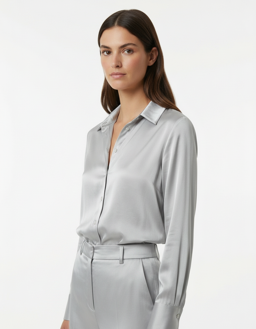 Camicia fluida effetto seta con colletto classico