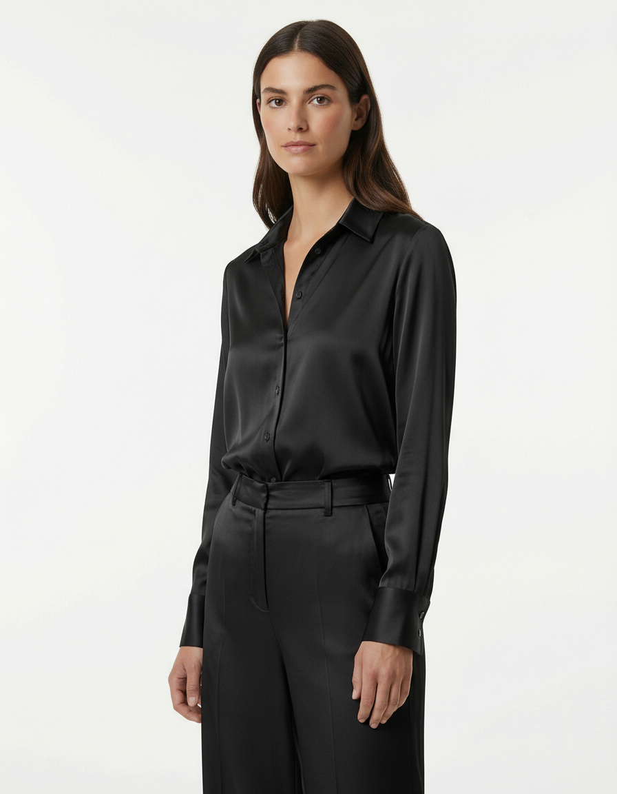 Camicia fluida effetto seta con colletto classico
