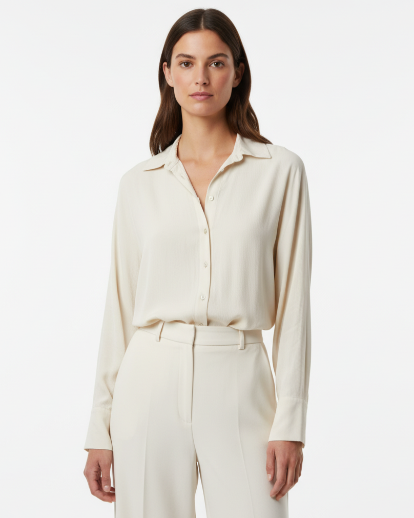 Camicia fluida effetto seta con colletto classico