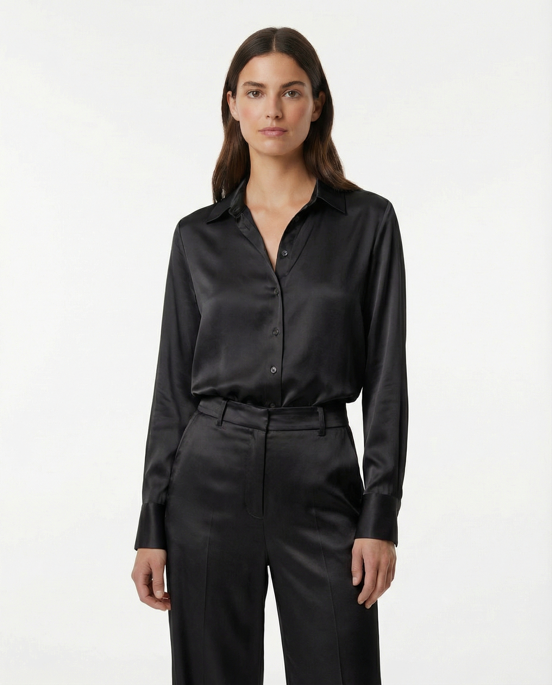 Camicia fluida effetto seta con colletto classico