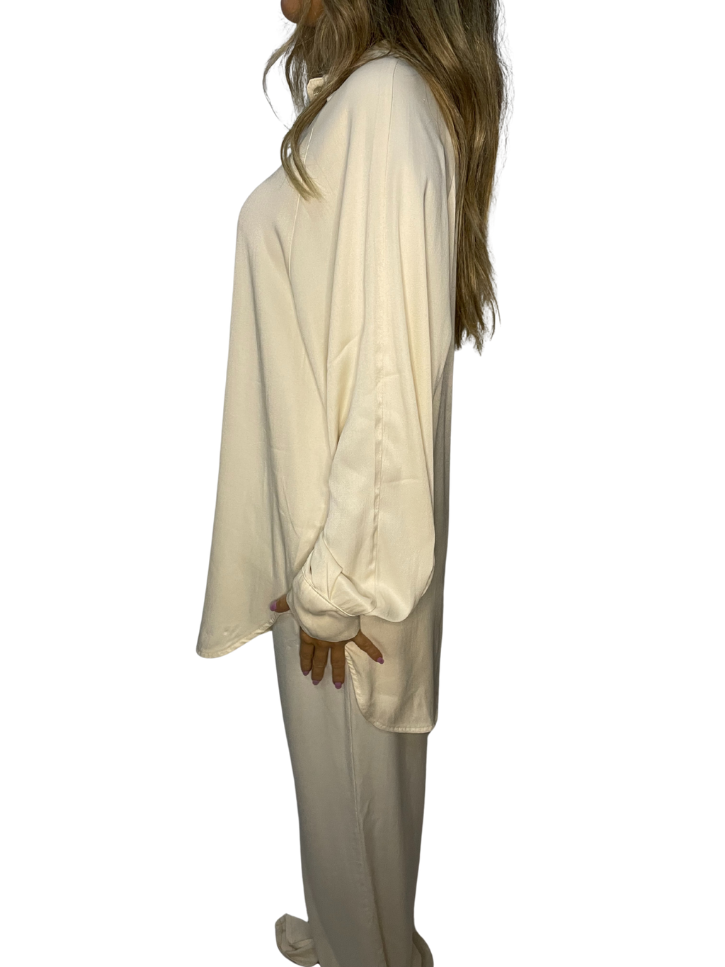 Camicia fluida effetto seta con colletto classico