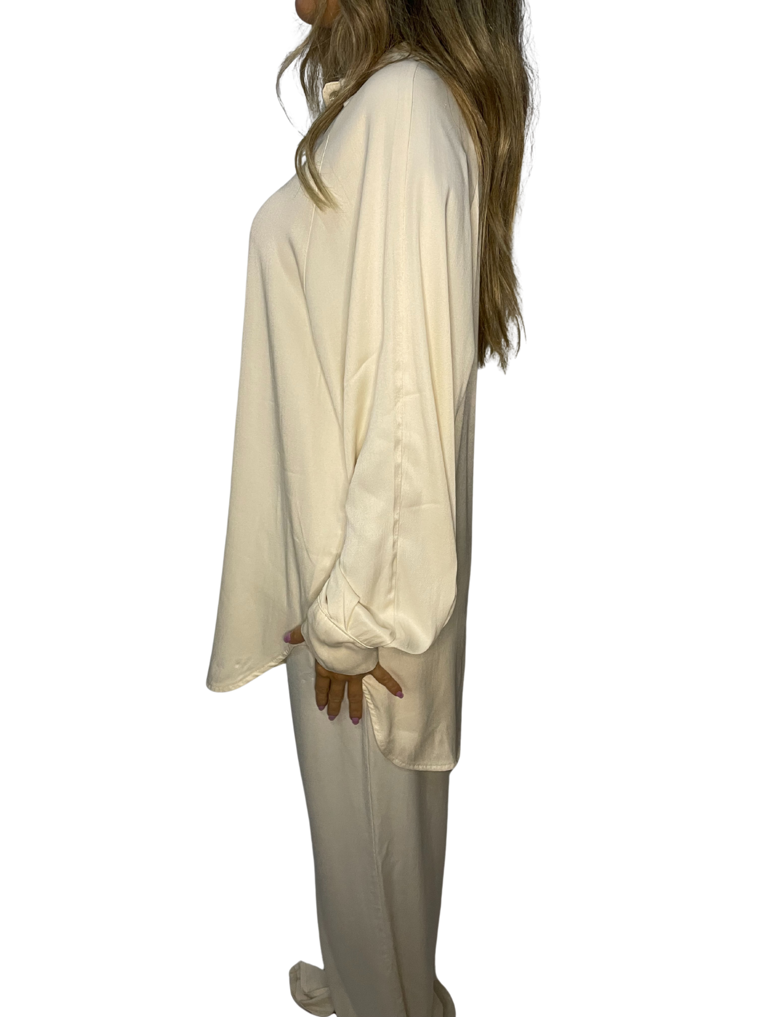 Camicia fluida effetto seta con colletto classico