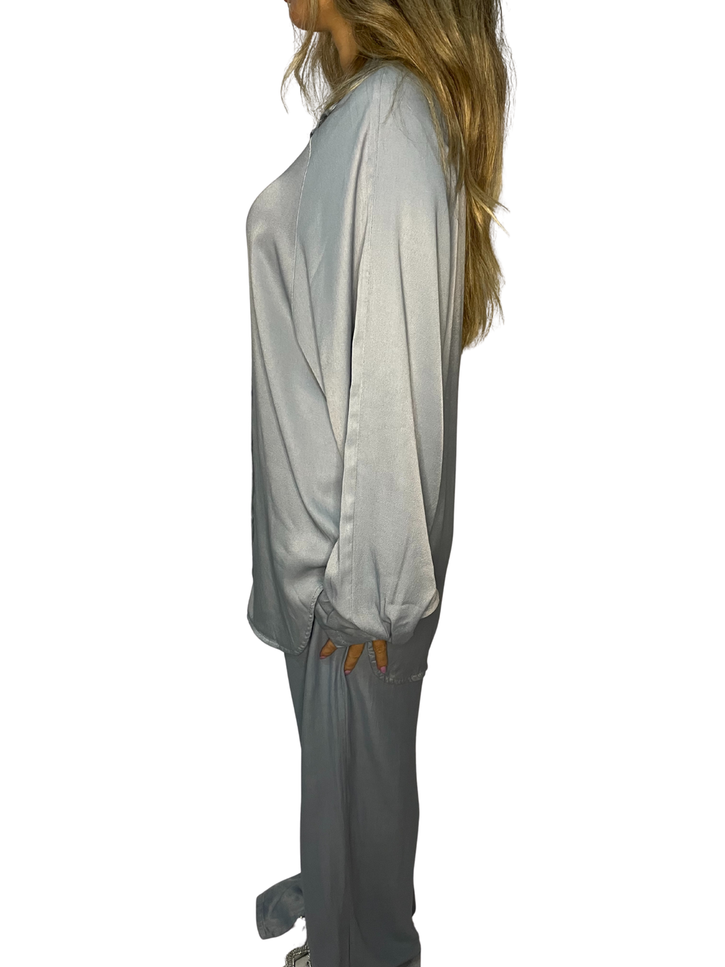 Camicia fluida effetto seta con colletto classico