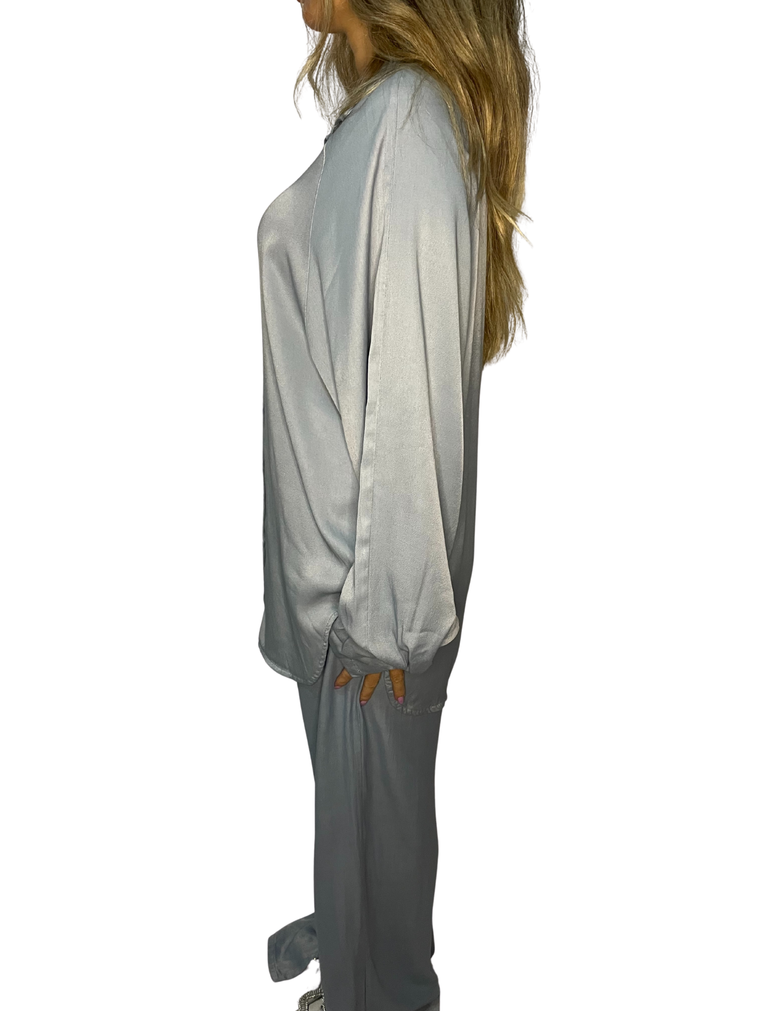 Camicia fluida effetto seta con colletto classico