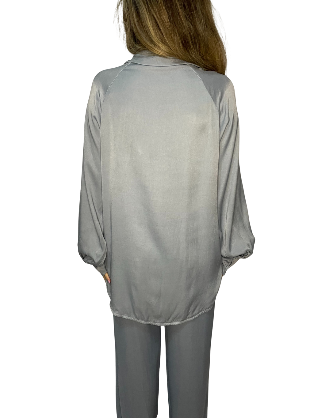 Camicia fluida effetto seta con colletto classico