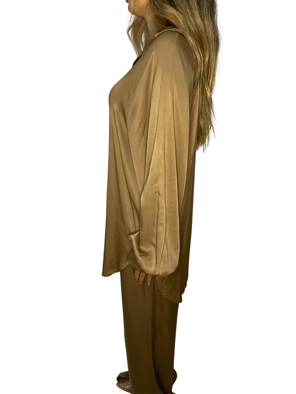 Camicia fluida effetto seta con colletto classico