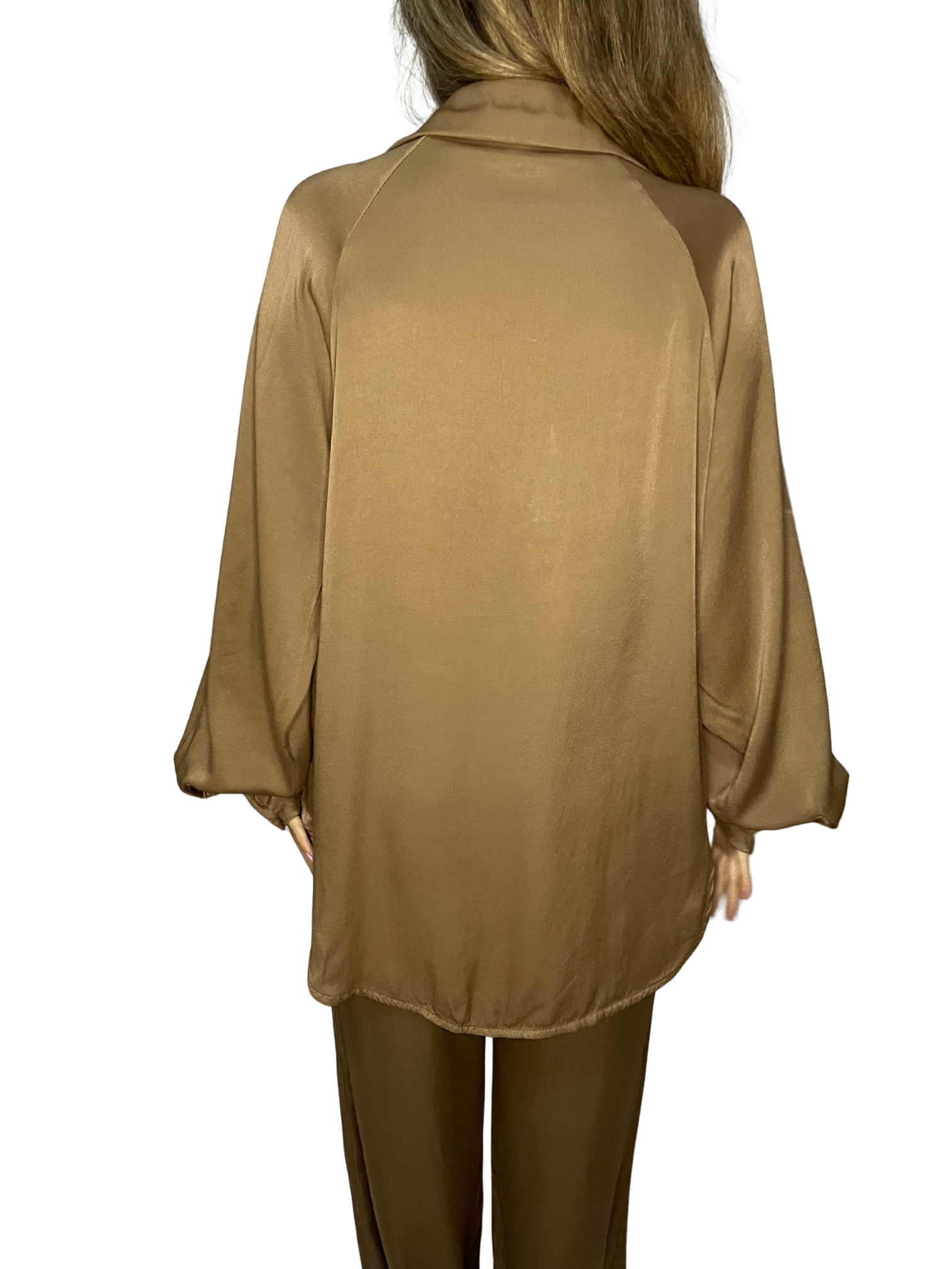 Camicia fluida effetto seta con colletto classico