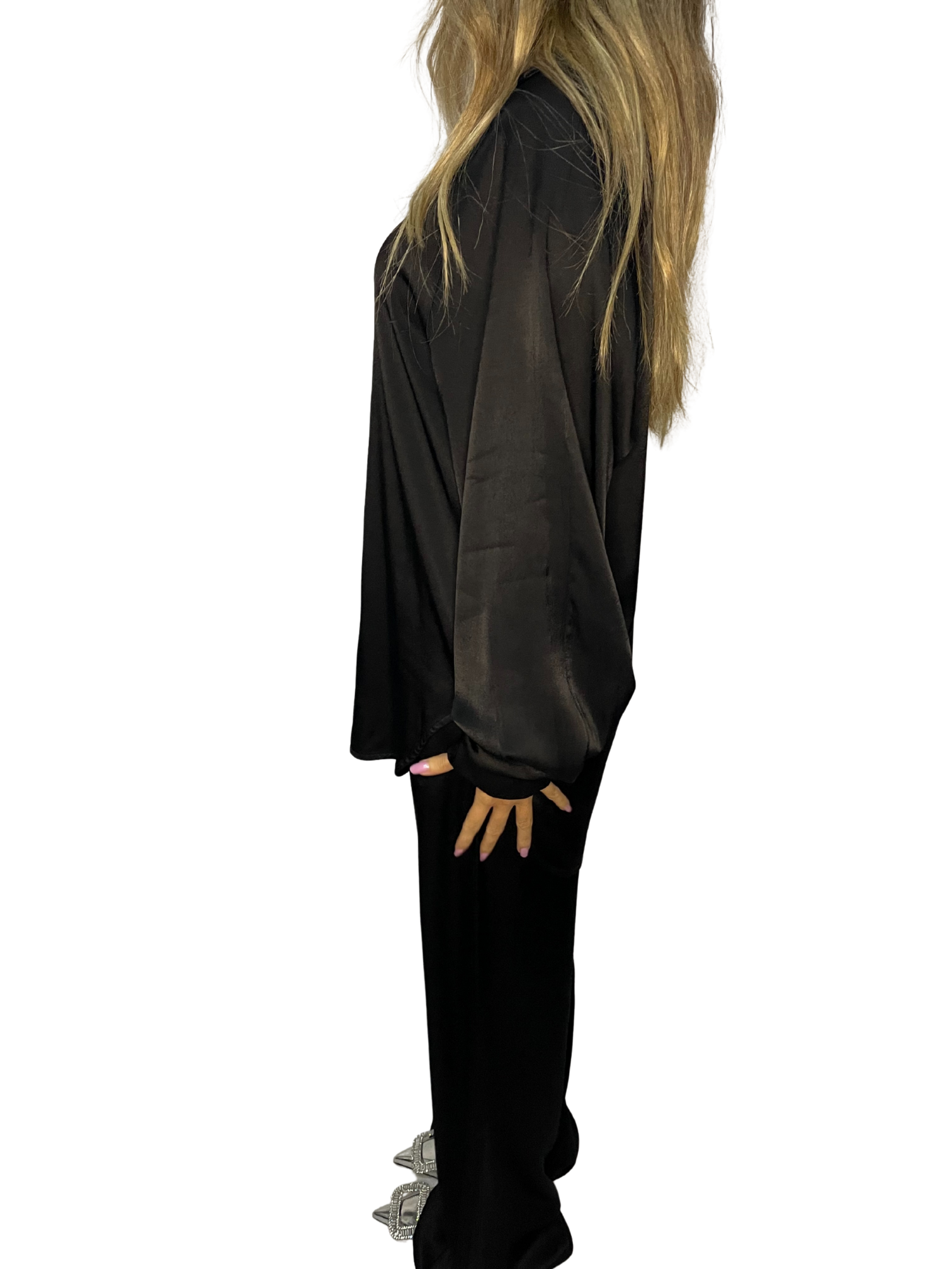 Camicia fluida effetto seta con colletto classico