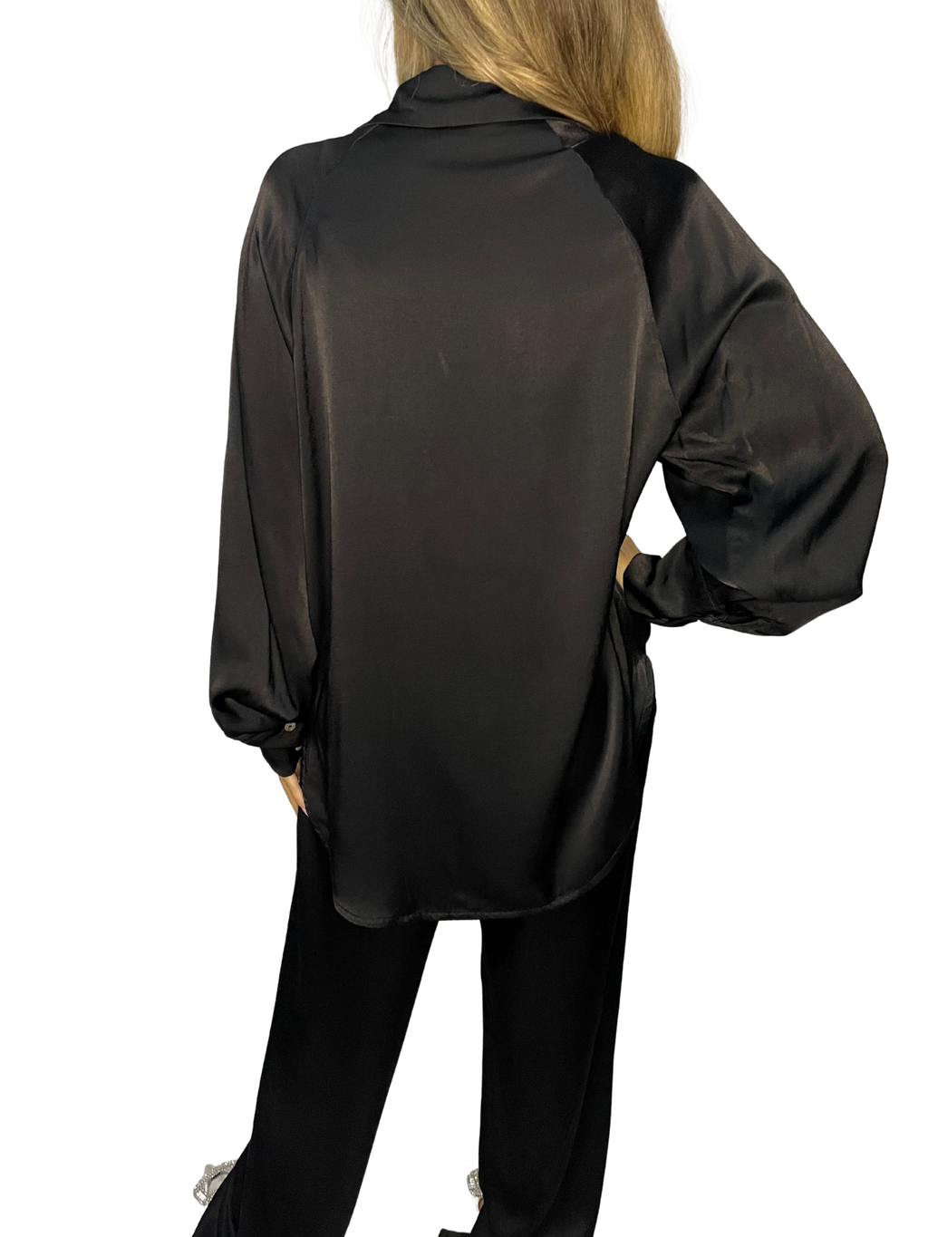 Camicia fluida effetto seta con colletto classico