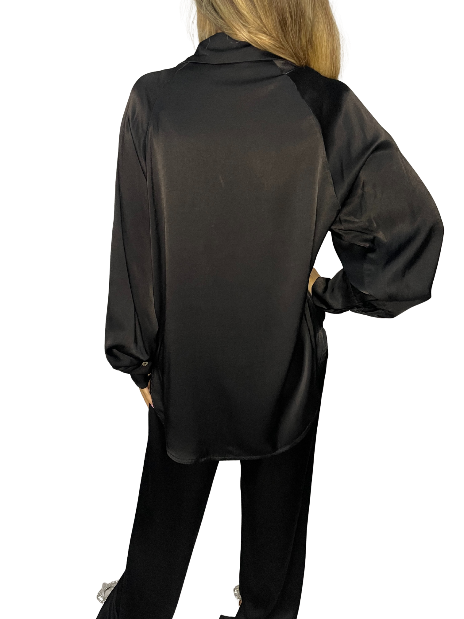 Camicia fluida effetto seta con colletto classico